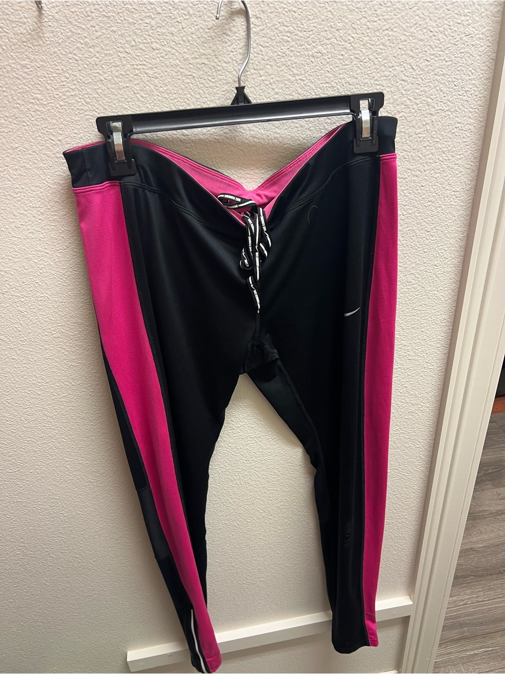 Nike Kids Black Leggings with Pink Side Panels